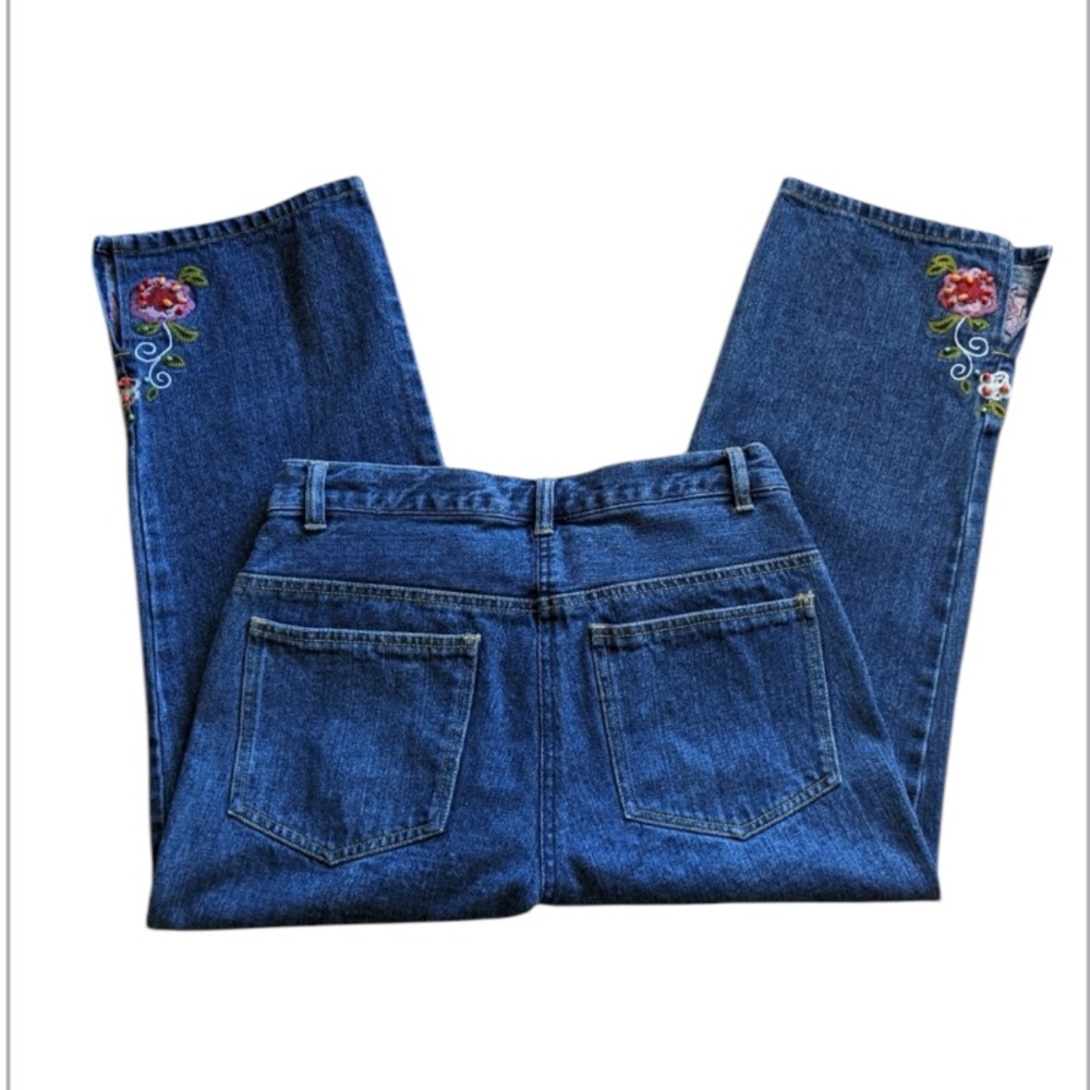 Christopher & Banks Embroidered Denim High Rise Cropped Pants Size 4